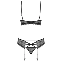 Obsessive 818-SEG-1 - Rhinestone Lingerie Set (Black) - L/XL