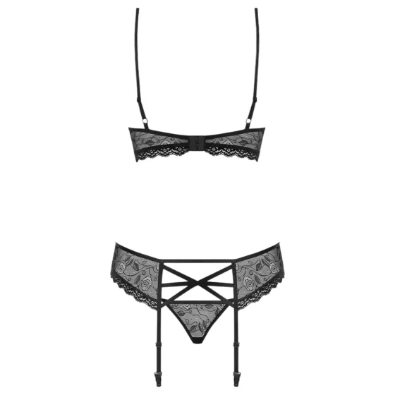 Obsessive 818-SEG-1 - Rhinestone Lingerie Set (Black) - L/XL