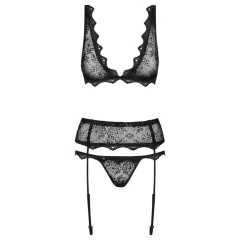   Obsessive Emperita - Black Lingerie Set with Delicate Embroidery