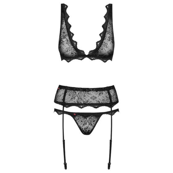 Obsessive Emperita - Black Lingerie Set with Delicate Embroidery