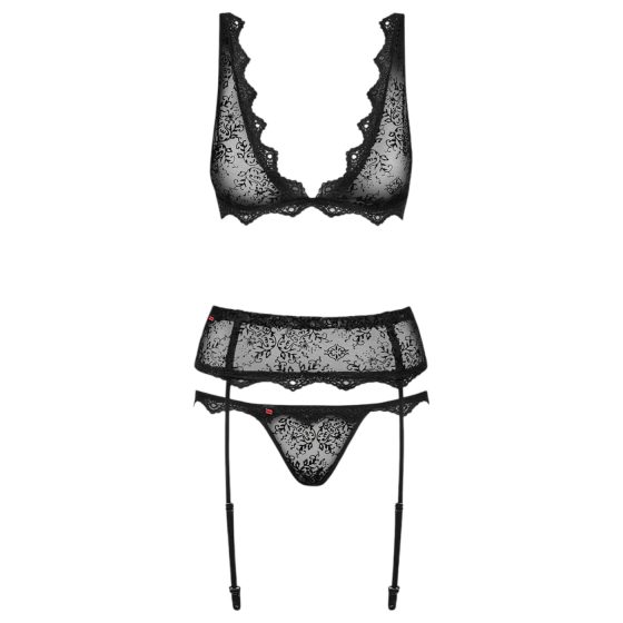 Obsessive Emperita - Black Lingerie Set with Delicate Embroidery