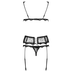   Obsessive Emperita - Black Lingerie Set with Delicate Embroidery - L/XL