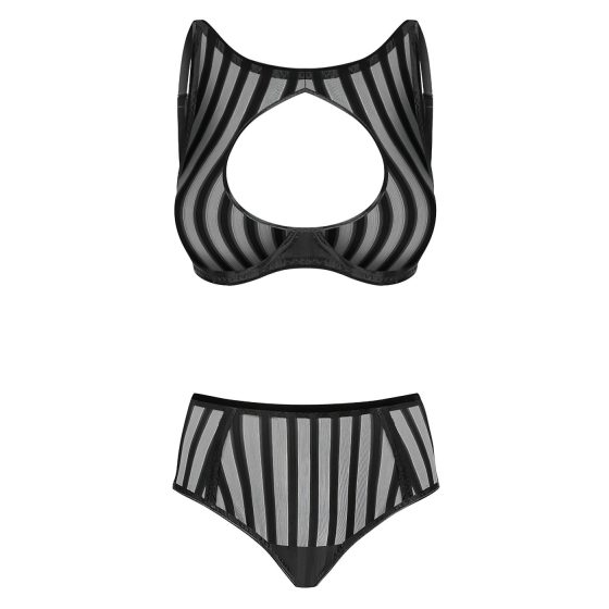 Petite Noir Exclusive - Black Striped Bra Set
