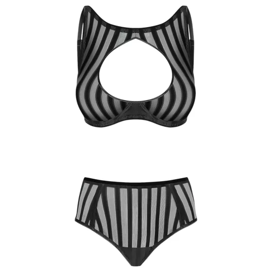 Petite Noir Exclusive - Black Striped Bra Set