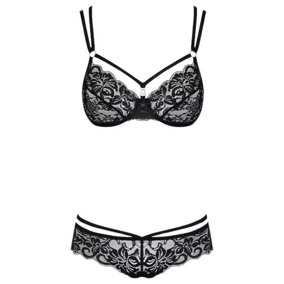 Obsessive 860-SET-1 - Rosy Lace Bra Set (Black) - L/XL