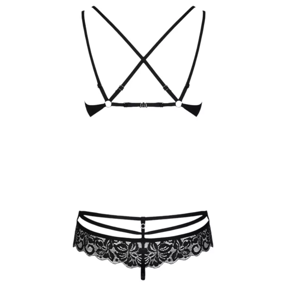 Obsessive 860-SET-1 - Rosy Lace Bra Set (Black) - L/XL