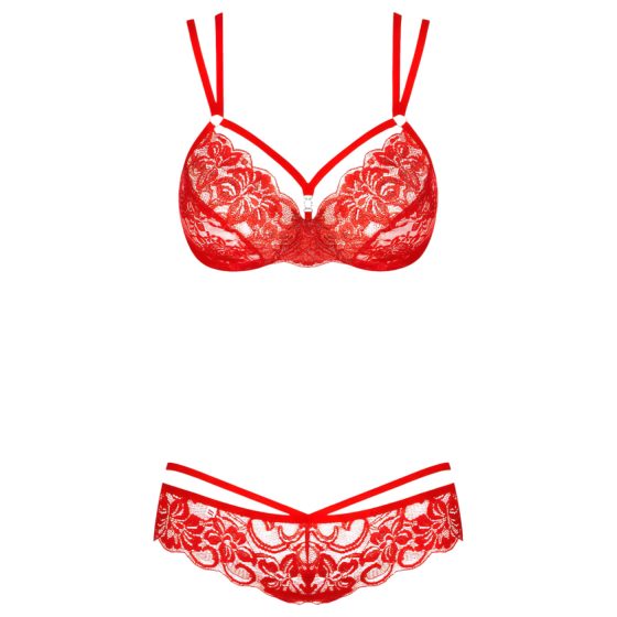 Obsessive 860-SET-3 - Rosy Lace Bra Set (Red)