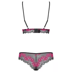 Obsessive Tulia - Lace Lingerie Set (Black-Pink) - L/XL