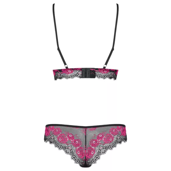 Obsessive Tulia - Lace Lingerie Set (Black-Pink) - L/XL