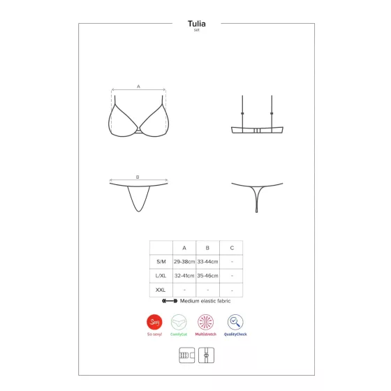 Obsessive Tulia - Lace Lingerie Set (Black-Pink) - L/XL