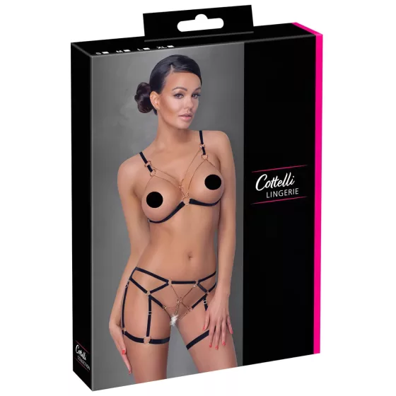 Cottelli - Chain Decorative Body Harness - 2 Piece (Black) 