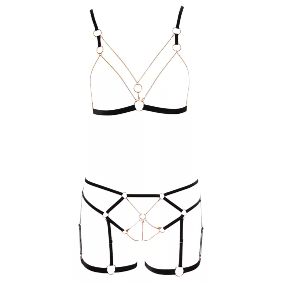 Cottelli - Chain Decorative Body Harness - 2 Piece (Black)  - L