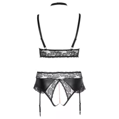 Cottelli Curves - Shiny Lingerie Set (Black)