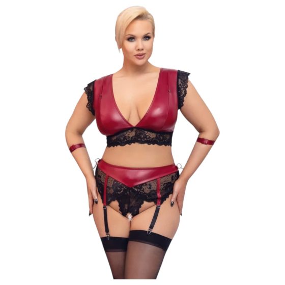 Cottelli Bondage Plus Size - Lace Bra Set (Red)
