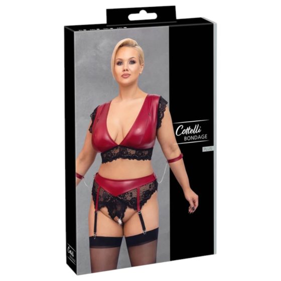 Cottelli Bondage Plus Size - Lace Bra Set (Red)
