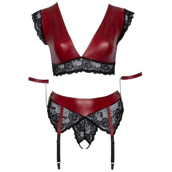 Cottelli Bondage Plus Size - Lace Bra Set (Red)