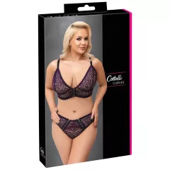 Cottelli Plus Size - Sheer Patterned Bra Set (Purple)