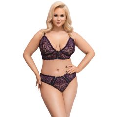   Cottelli Curves Plus Size - translucent pattern bra set (purple)