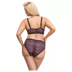 Cottelli Plus Size - Sheer Patterned Bra Set (Purple)
