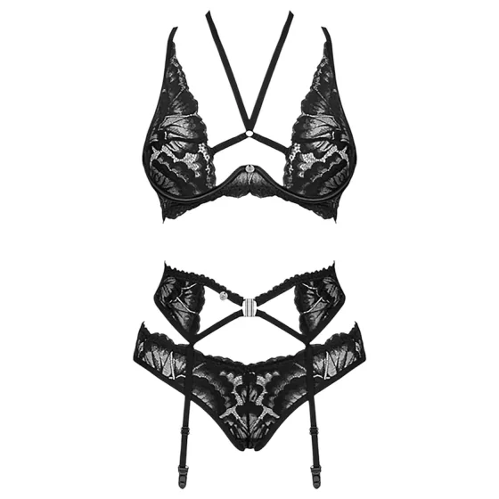 Obsessive Alessya - Black Lace Lingerie Set - M/L