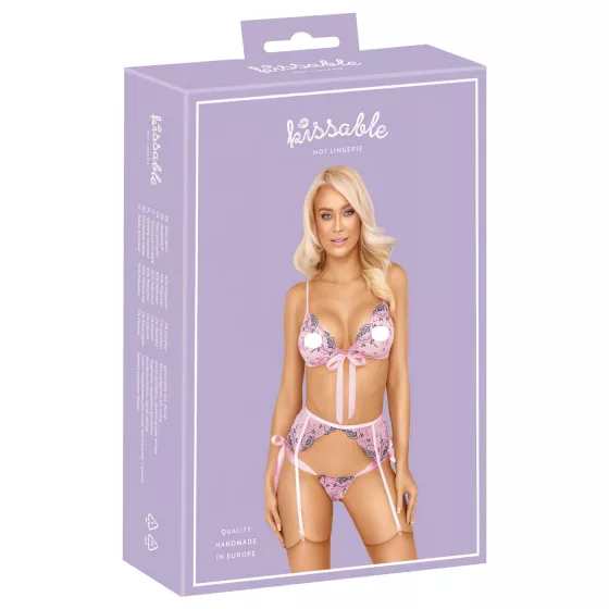 Kissable - Rose Embroidered Lingerie Set (Pink) 