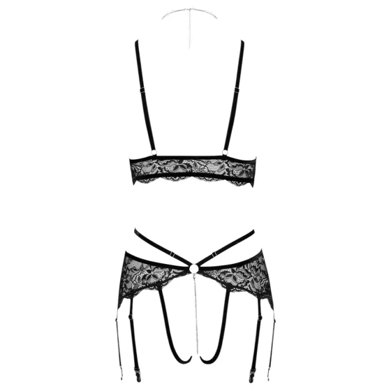Abierta Fina - Black Lace Open Bra Set