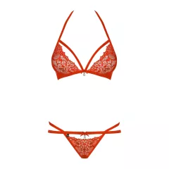 Obsessive 838-SET-3 - Strappy Lace Bra Set (Red) - L/XL