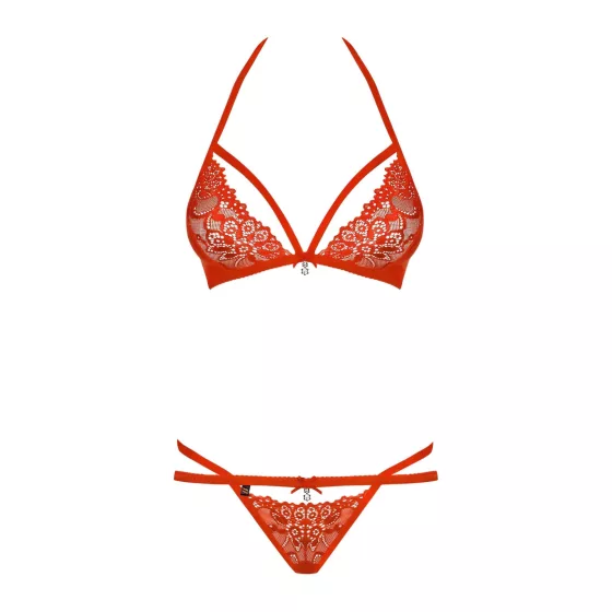 Obsessive 838-SET-3 - Strappy Lace Bra Set (Red) - L/XL