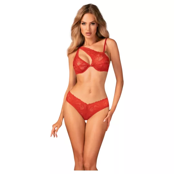 Obsessive Atenica - Cross-Strap Lingerie Set (Red) - M/L