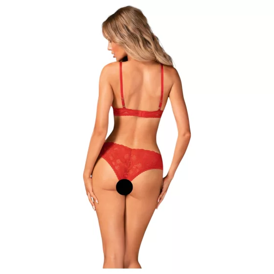Obsessive Atenica - Cross-Strap Lingerie Set (Red) - M/L