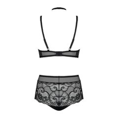 Obsessive Elizenes - patterned sheer bra set (black)