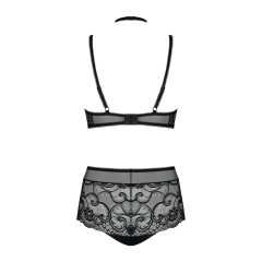 Obsessive Elizenes - Patterned, Sheer Black Bra Set