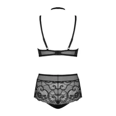 Obsessive Elizenes - Patterned, Sheer Black Bra Set