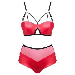 Obsessive Leatheria - Faux Leather Bra Set (Red) - S/M