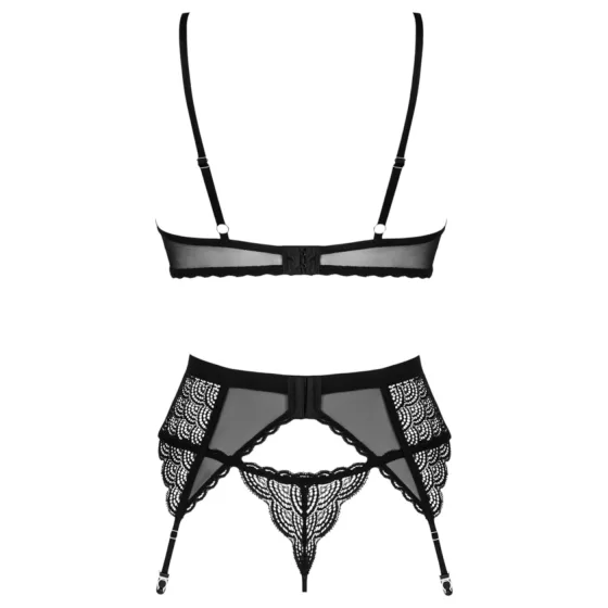 Obsessive Chemeris - Bra Set with Garter (Black) - XL/XXL