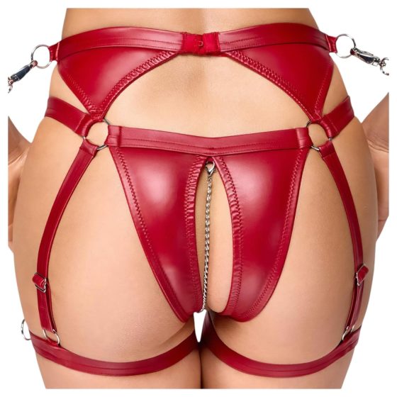 / Cottelli Bondage - Shiny Red Bra Set & Handcuffs