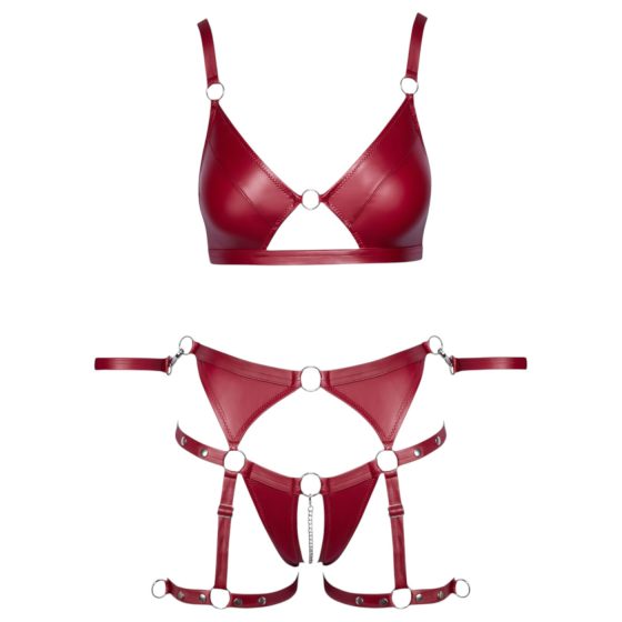 / Cottelli Bondage - Shiny Red Bra Set & Handcuffs