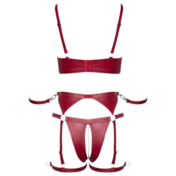 Cottelli Bondage - Shiny Red Bra Set & Handcuffs