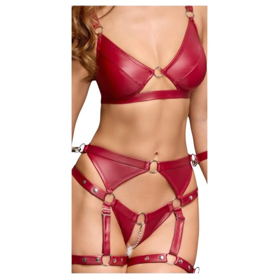 / Cottelli Bondage - Shiny Red Bra Set & Handcuffs