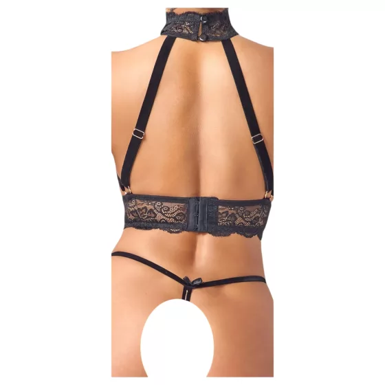Abierta Fina - Chain Open Lingerie Set (Black)