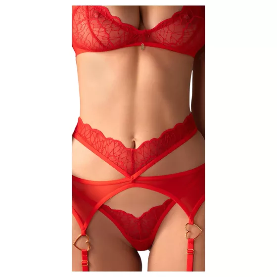 Obsessive Cupid Desir - Lace Lingerie Set (Red) - L/XL