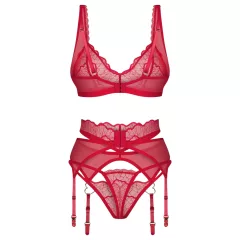 Obsessive Cupid Desir - Lace Lingerie Set (Red) - L/XL