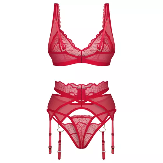 Obsessive Cupid Desir - Lace Lingerie Set (Red) - L/XL