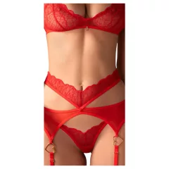 Obsessive Cupid Desir - Lace Lingerie Set (Red) - XXL/XXXL