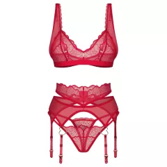 Obsessive Cupid Desir - Lace Lingerie Set (Red) - XXL/XXXL