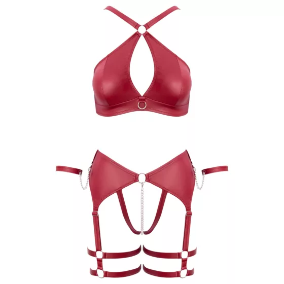 Cottelli Bondage - Cross-Strap Bra Set (Red) - L