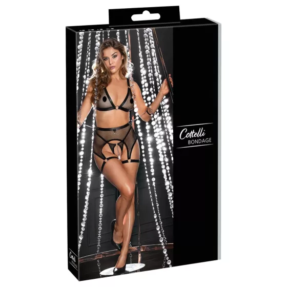 Cottelli Bondage - Sheer Mesh Set with Chains (Black) - M