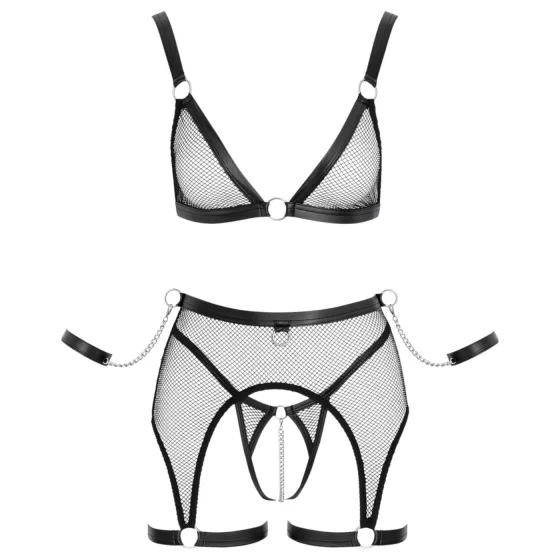 Cottelli Bondage - Sheer Mesh Set with Chains (Black) - L