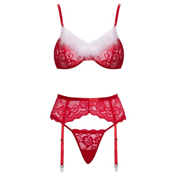 Cottelli - Lace Christmas Bra Set (Red)