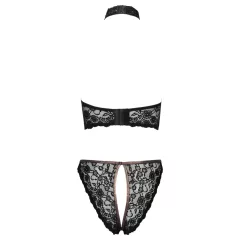   Cottelli - open lace bra and thong with rose‑gold details (black) - XL